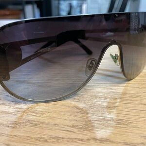 Versace Medusa Shield Sunglasses MOD 2166 Greek Key Gold Black
